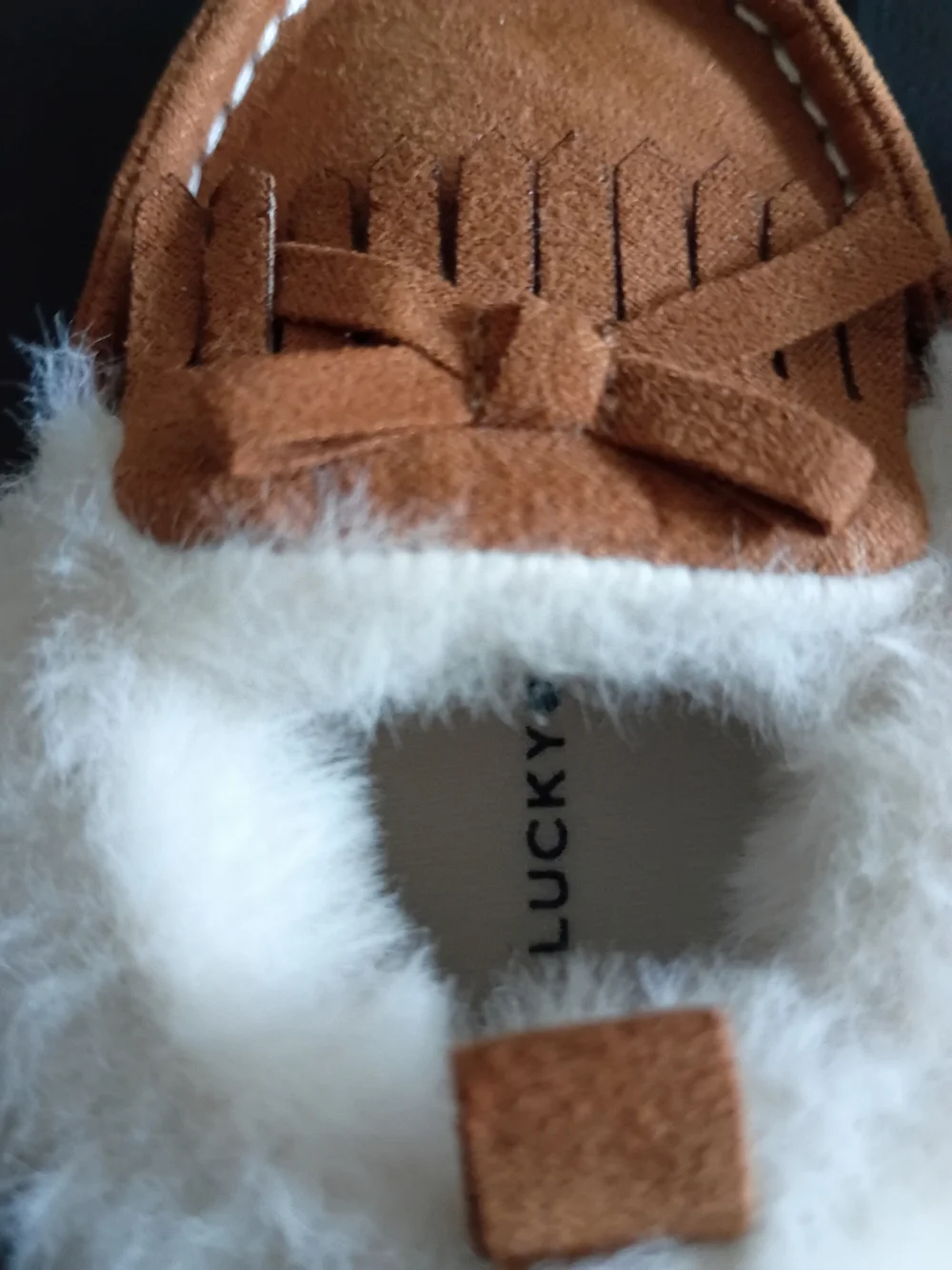 Lucky Brand Baby Faux Fur-Lined Moccasin Booties – Chestnut Faux Suede Infant Sl